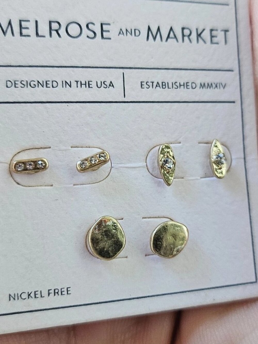 Melrose And Market Earrings Stud Fashion Ear Jewelry Set of 3 Earrings NWT - Picture 5 of 11